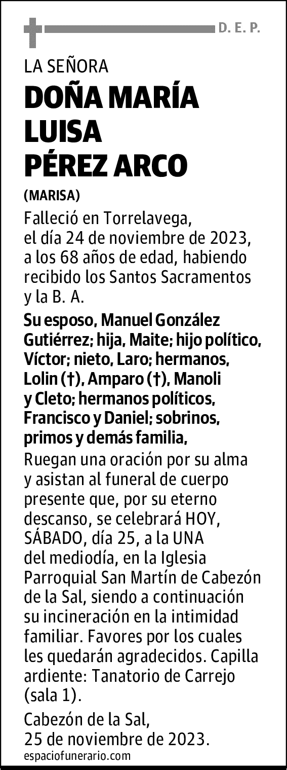 DOÑA MARÍA LUISA PÉREZ ARCO