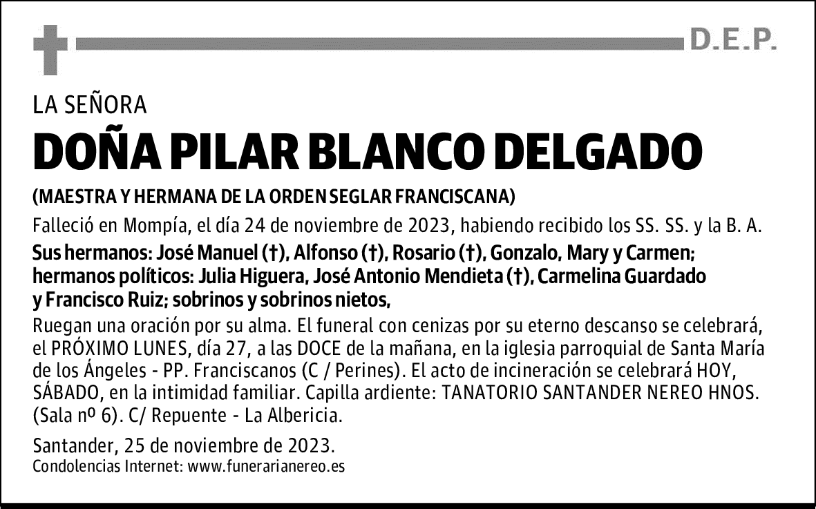 DOÑA PILAR BLANCO DELGADO