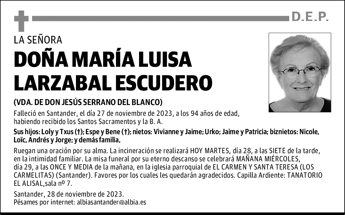 DOÑA MARÍA LUISA LARZABAL ESCUDERO