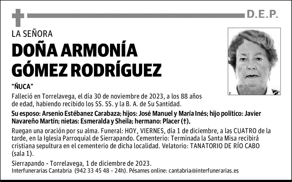 DOÑA ARMONÍA GÓMEZ RODRÍGUEZ