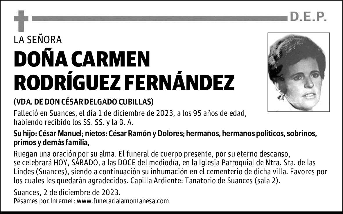 DOÑA CARMEN RODRÍGUEZ FERNÁNDEZ