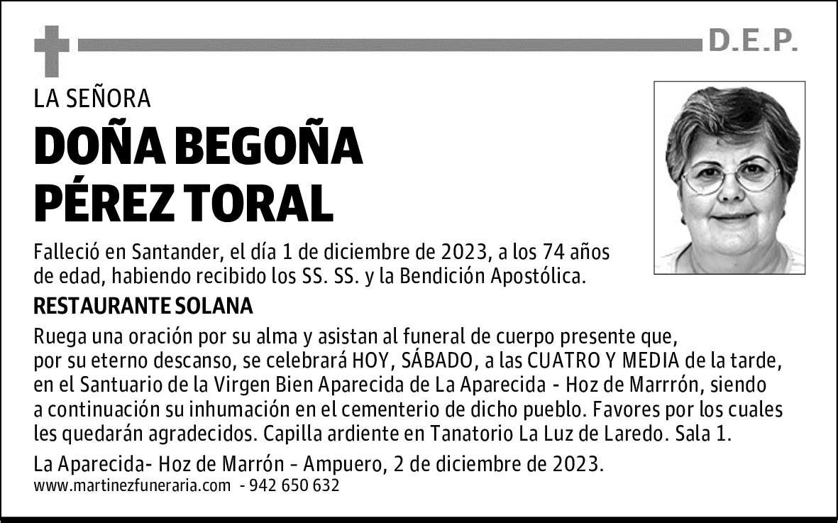 DOÑA BEGOÑA PÉREZ TORAL