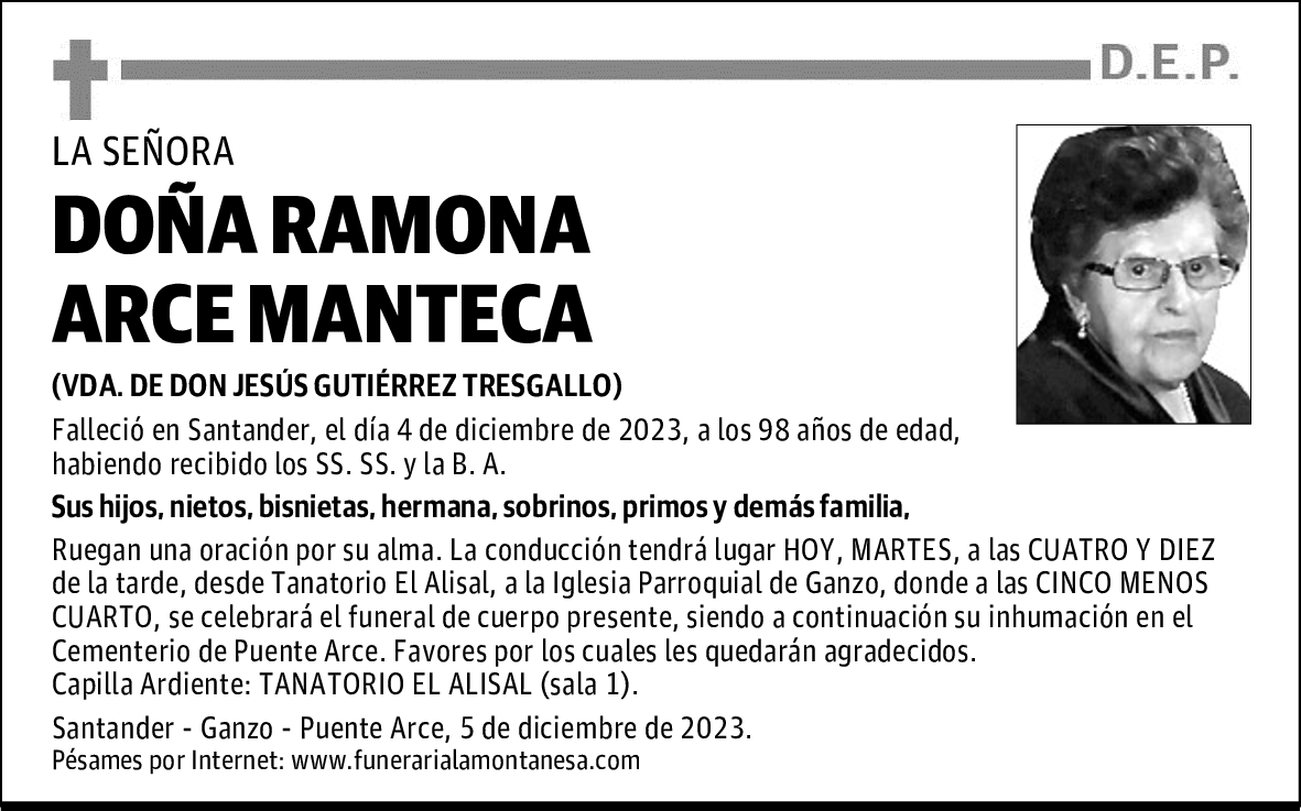 DOÑA RAMONA ARCE MANTECA