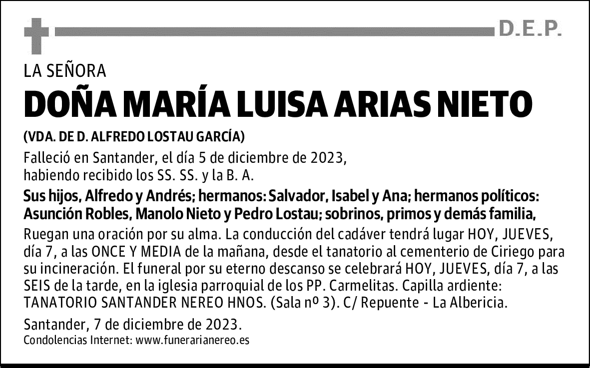 DOÑA MARÍA LUISA ARIAS NIETO