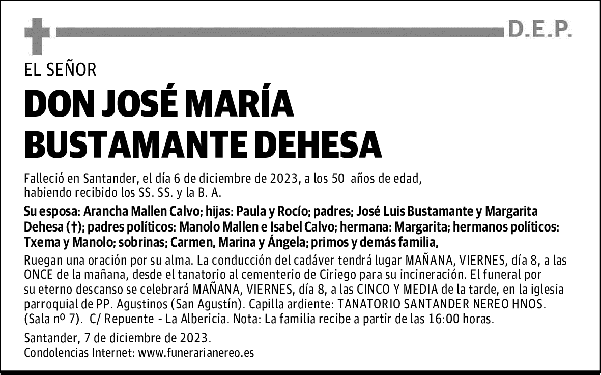 DON JOSÉ MARÍA BUSTAMANTE DEHESA