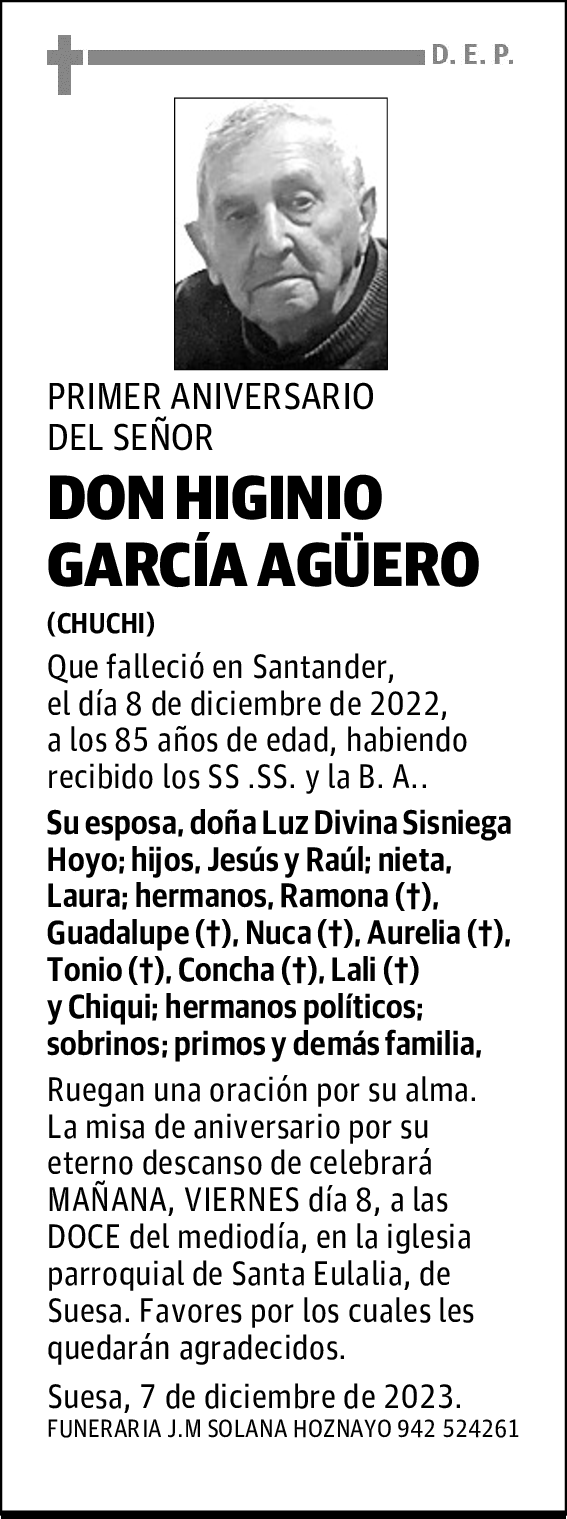 DON HIGINIO GARCÍA AGÜERO