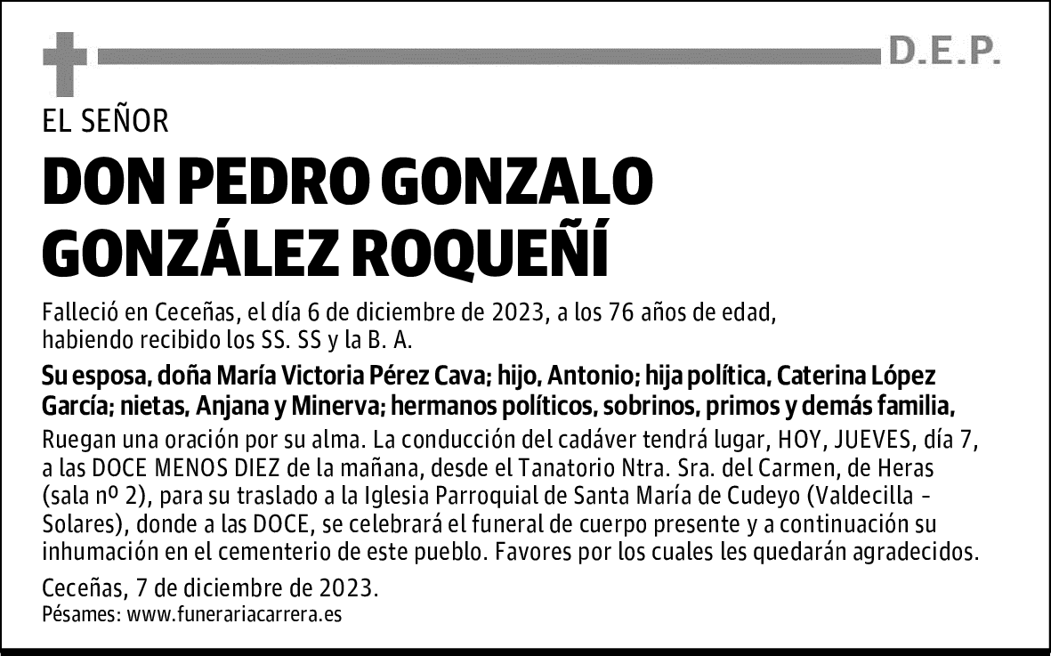 DON PEDRO GONZALO GONZÁLEZ ROQUEÑÍ