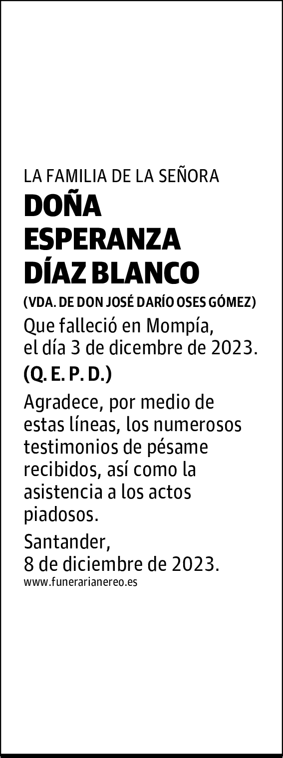 DOÑA ESPERANZA DÍAZ BLANCO