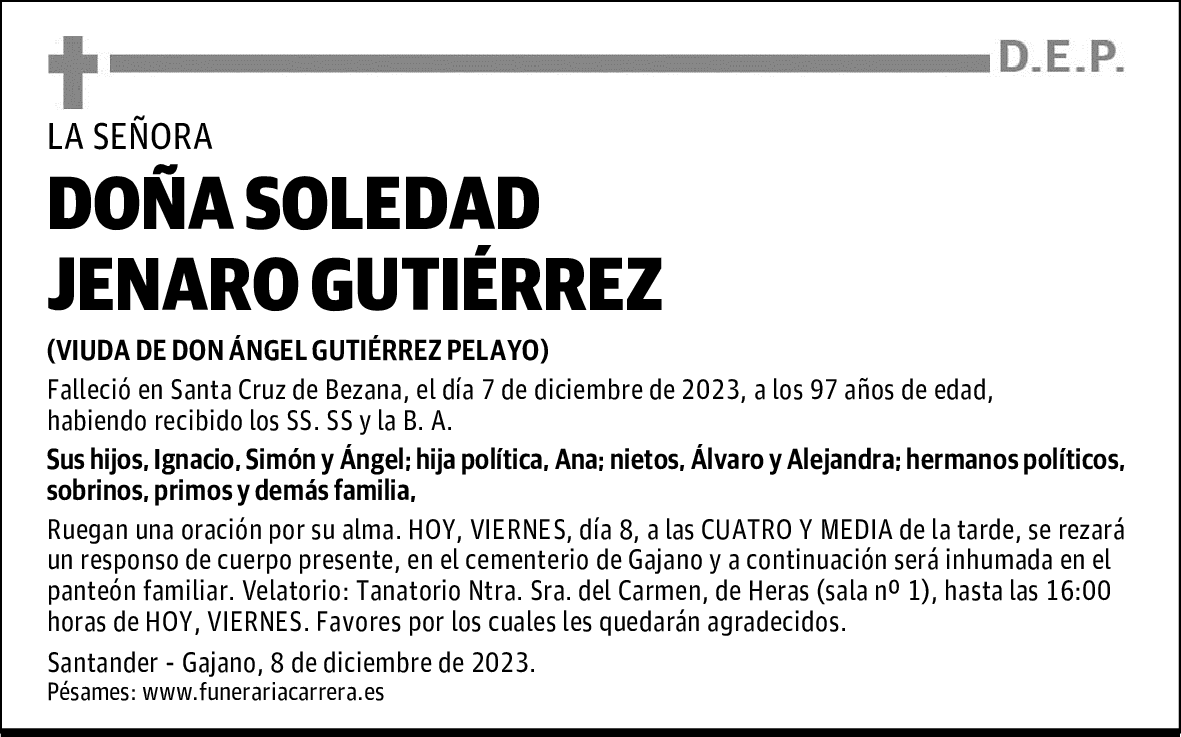 DOÑA SOLEDAD JENARO GUTIÉRREZ