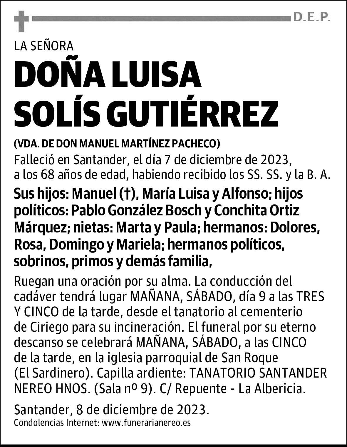 DOÑA LUISA SOLÍS GUTIÉRREZ