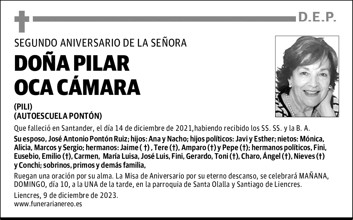 DOÑA PILAR OCA CÁMARA