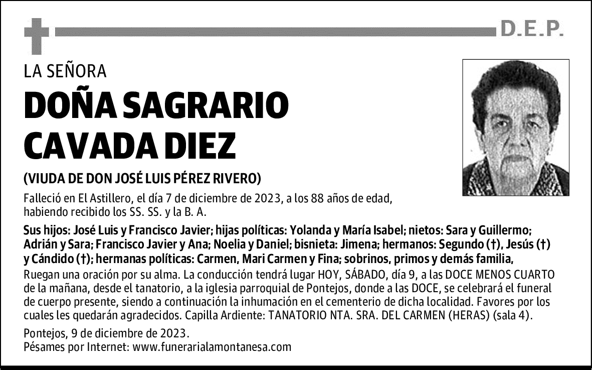 DOÑA SAGRARIO CAVADA DIEZ