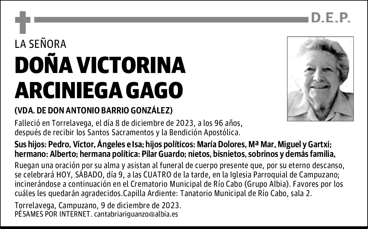 DOÑA VICTORINA ARCINIEGA GAGO