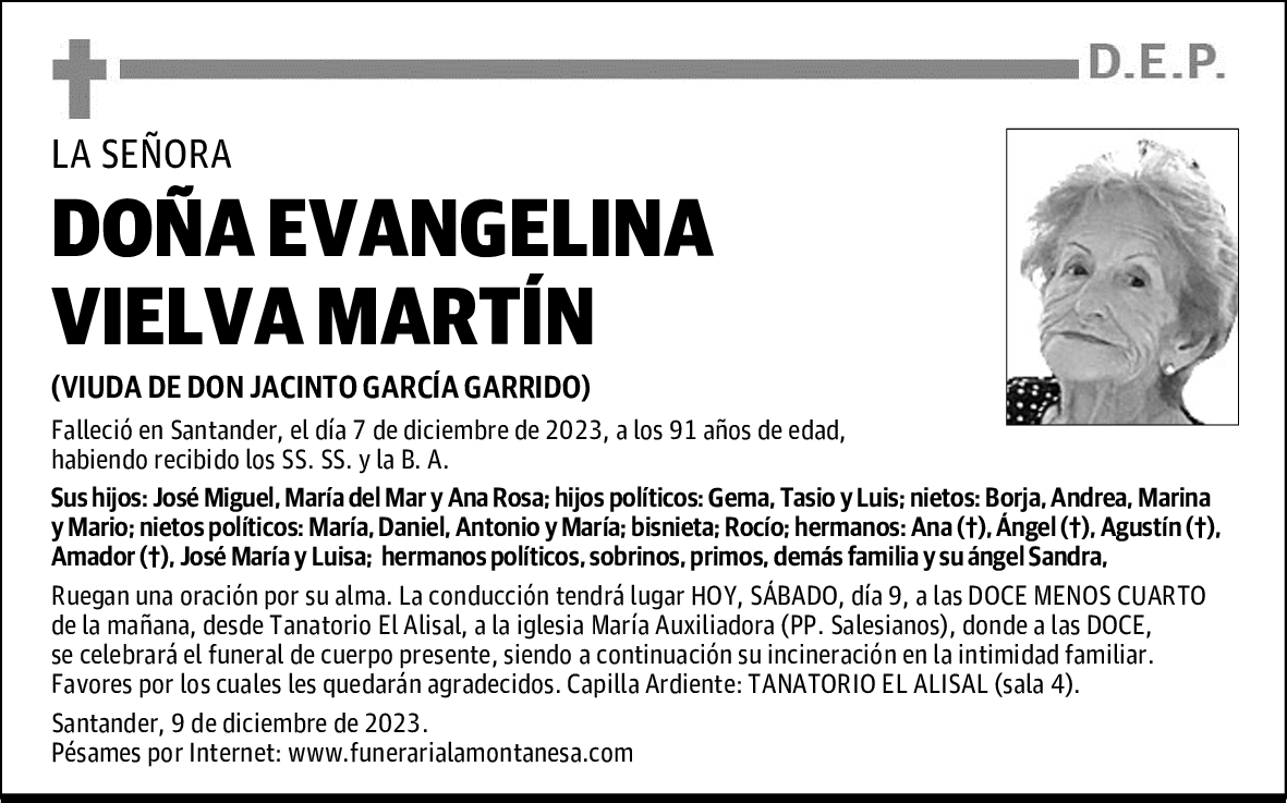 DOÑA EVANGELINA VIELVA MARTÍN