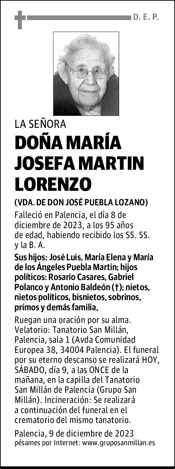 DOÑA MARÍA JOSEFA MARTIN LORENZO