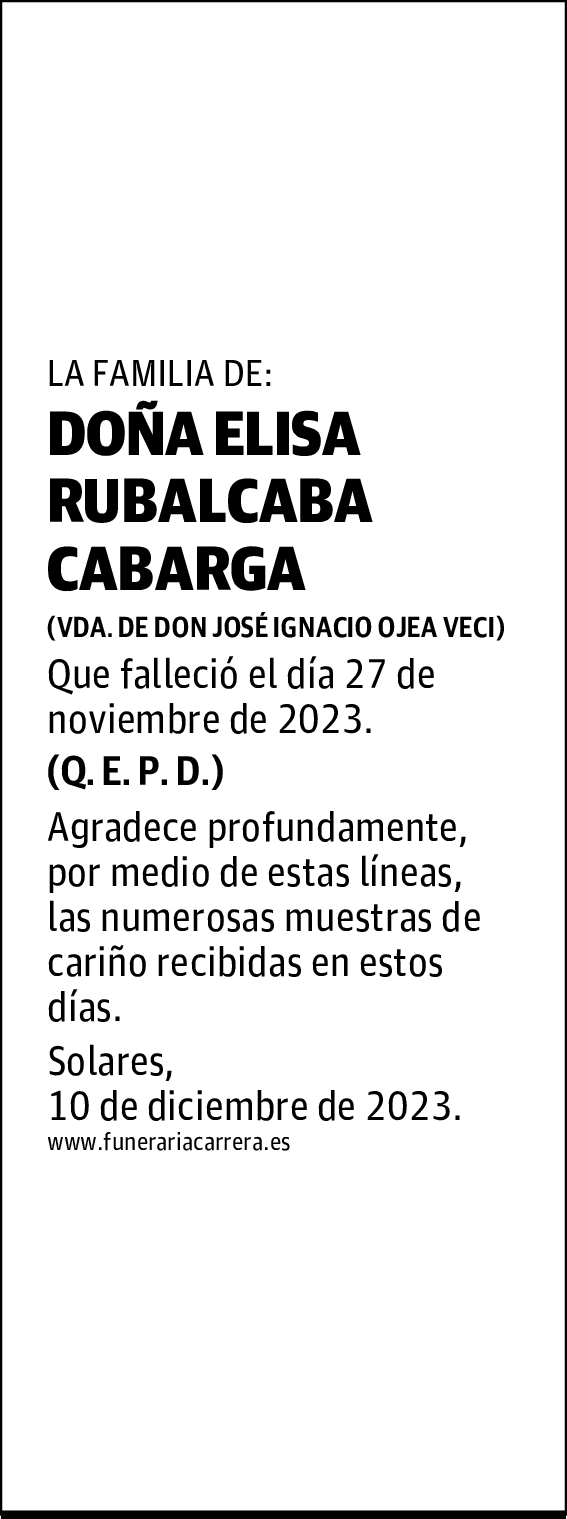 DOÑA ELISA RUBALCABA CABARGA