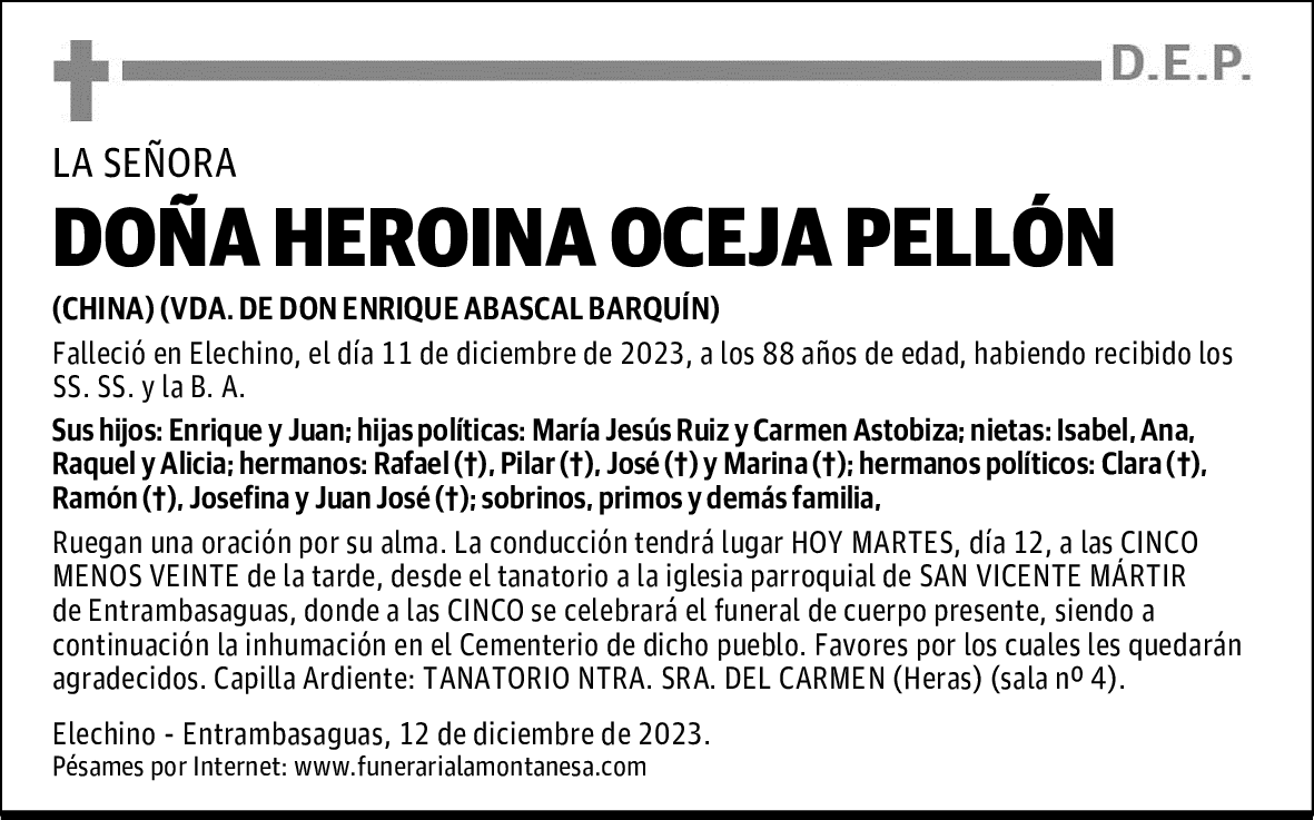 DOÑA HEROINA OCEJA PELLÓN