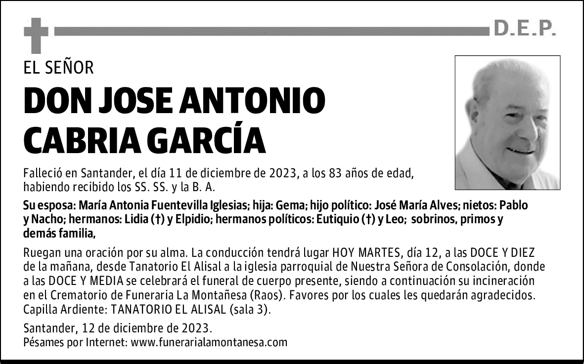 DON JOSE ANTONIO CABRIA GARCÍA