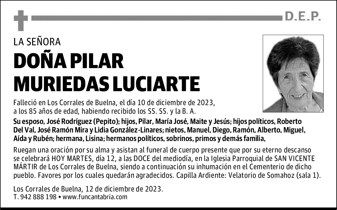 DOÑA PILAR MURIEDAS LUCIARTE
