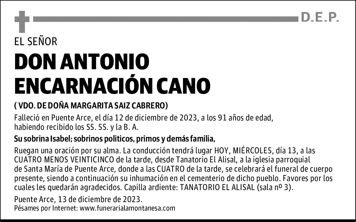 DON ANTONIO ENCARNACIÓN CANO
