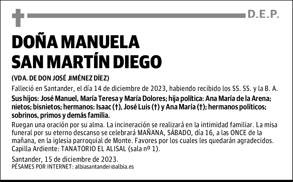 DOÑA MANUELA SAN MARTÍN DIEGO