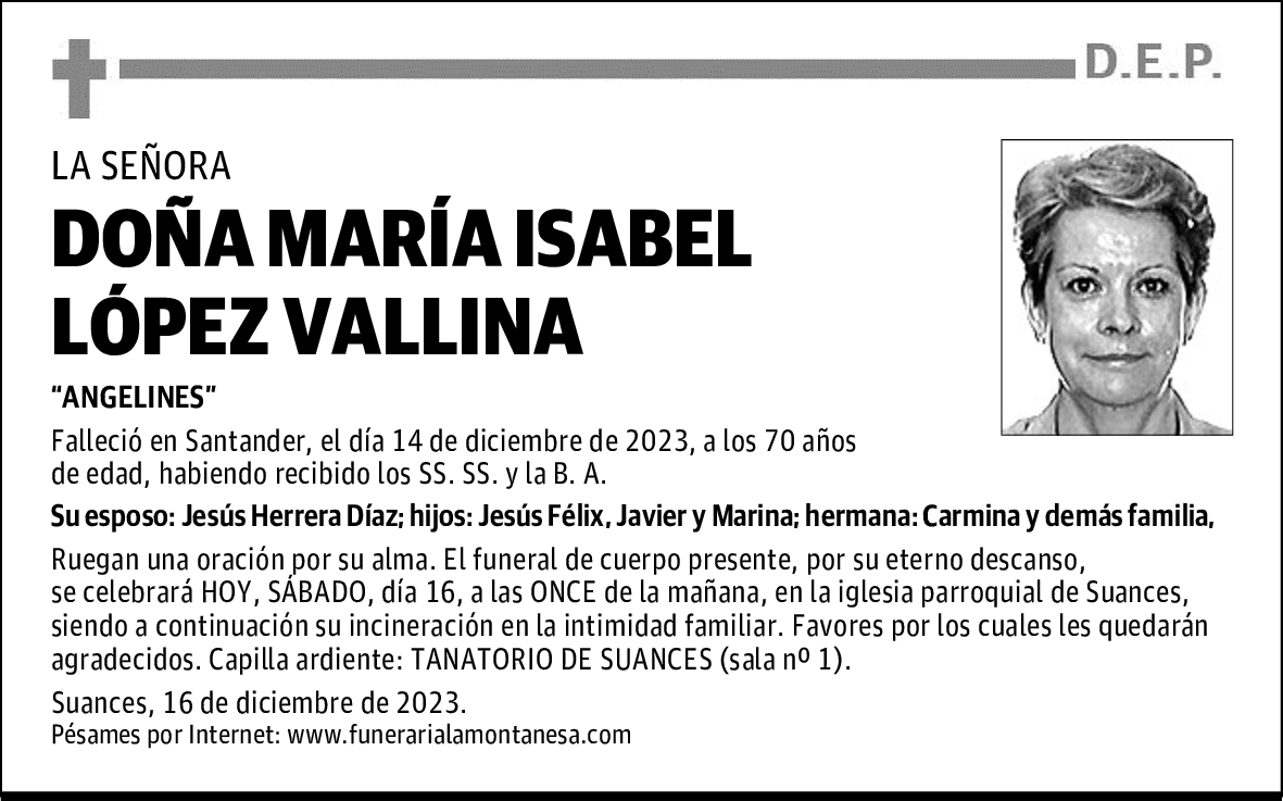 DOÑA MARÍA ISABEL LÓPEZ VALLINA