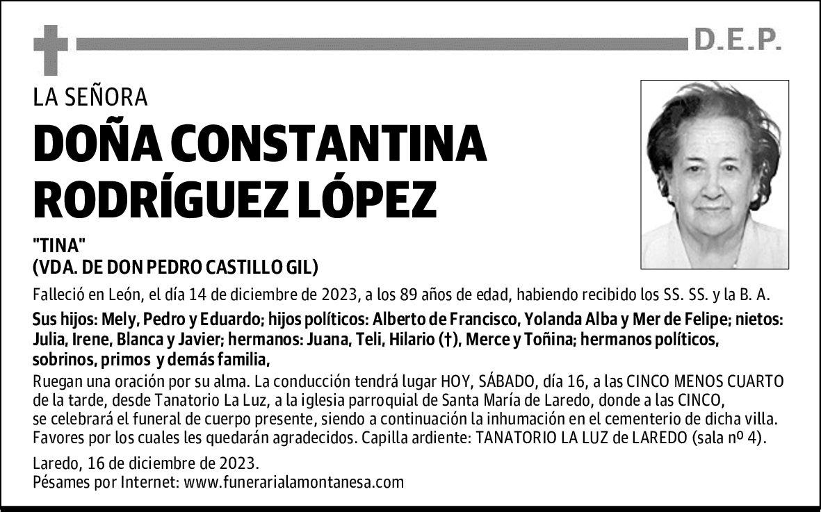 DOÑA CONSTANTINA RODRÍGUEZ LÓPEZ