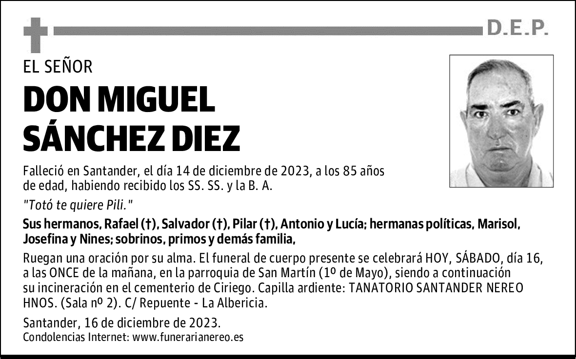 DON MIGUEL SÁNCHEZ DIEZ
