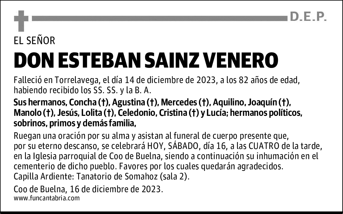 DON ESTEBAN SAINZ VENERO
