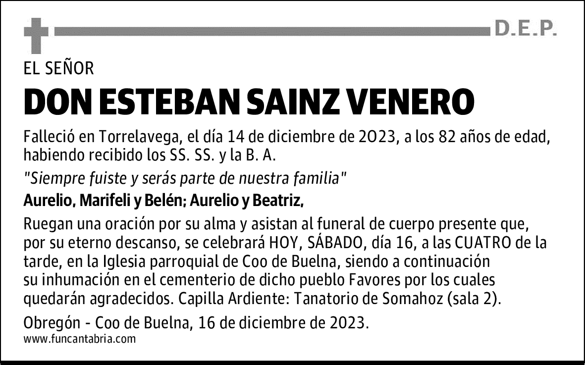 DON ESTEBAN SAINZ VENERO