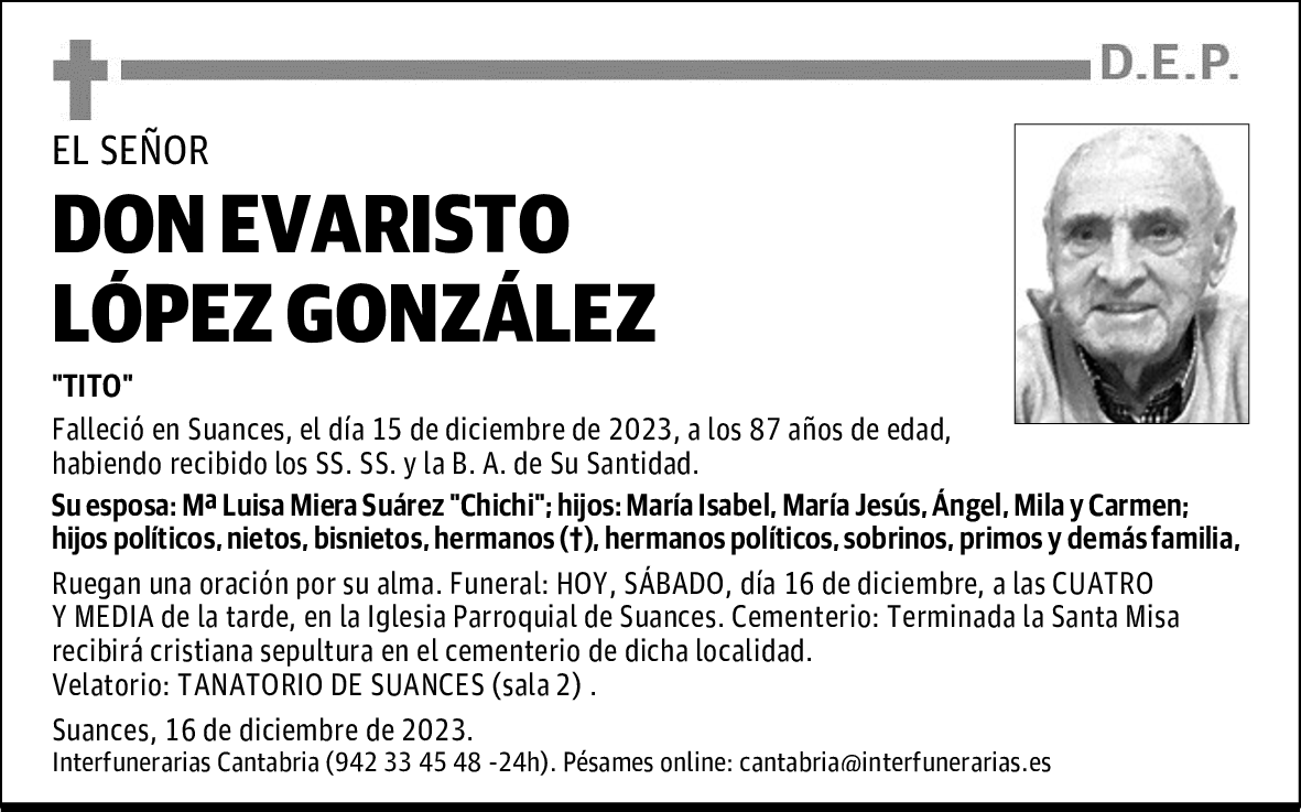 DON EVARISTO LÓPEZ GONZÁLEZ