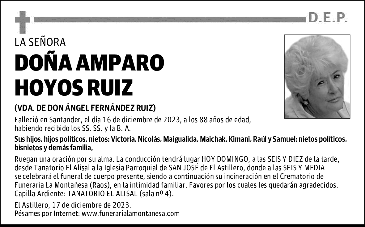 DOÑA AMPARO HOYOS RUIZ