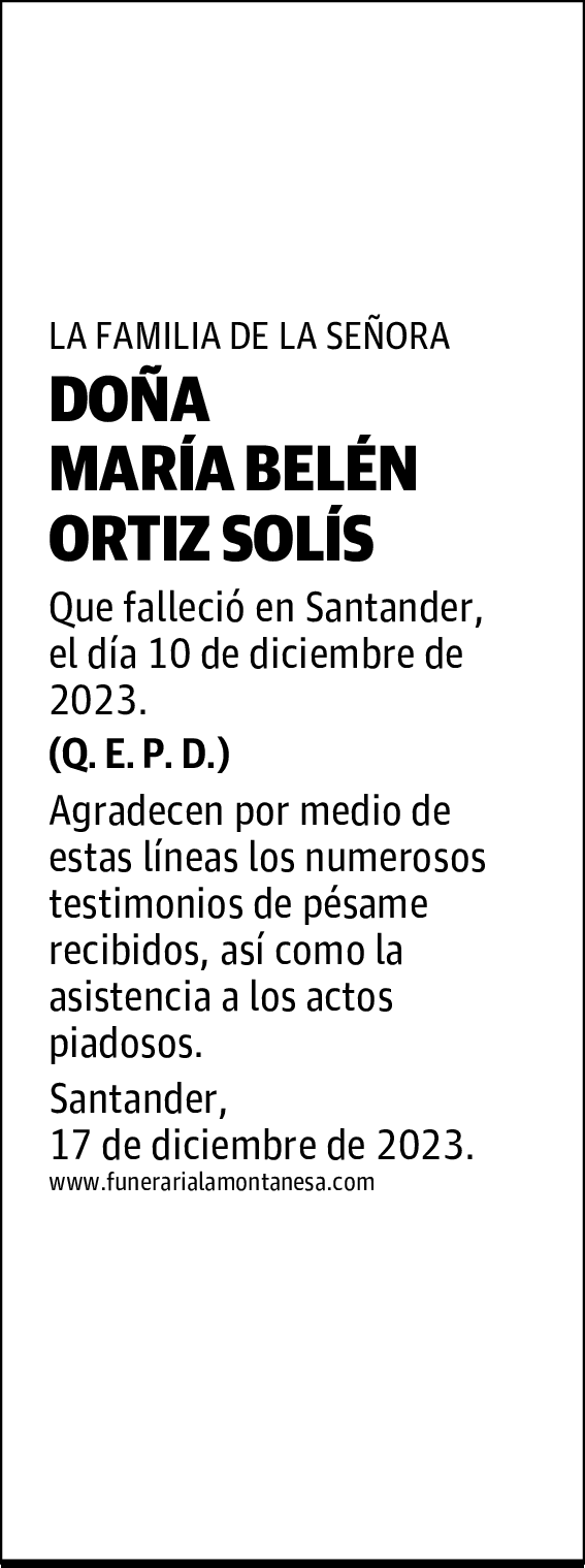 DOÑA MARÍA BELÉN ORTIZ SOLÍS
