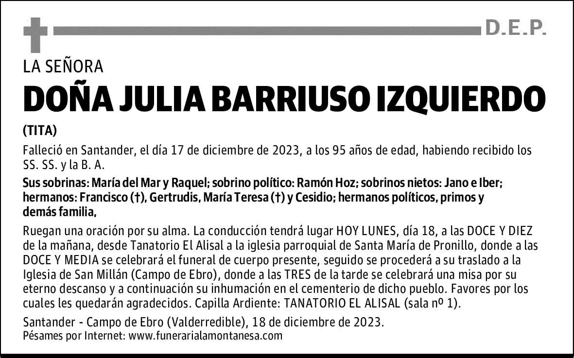DOÑA JULIA BARRIUSO IZQUIERDO