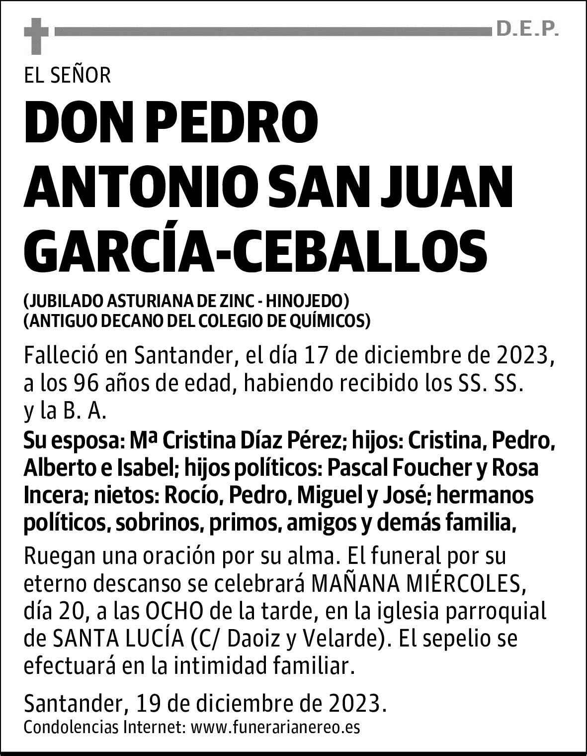 DON PEDRO ANTONIO SAN JUAN GARCÍA-CEBALLOS