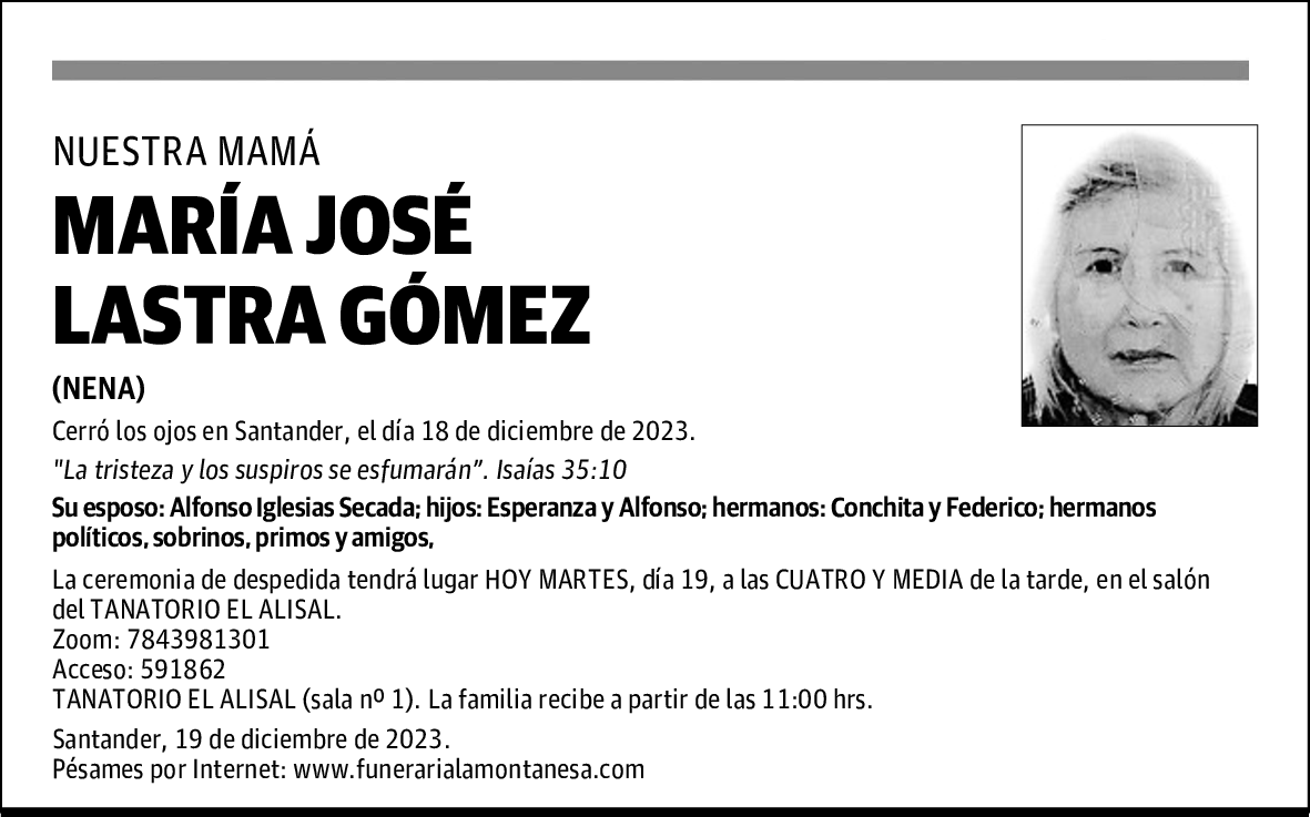 MARÍA JOSÉ LASTRA GÓMEZ