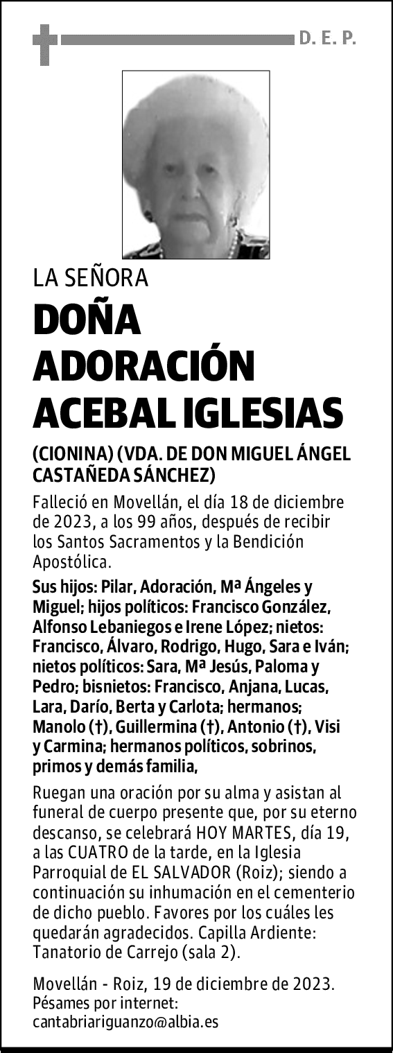 DOÑA ADORACIÓN ACEBAL IGLESIAS