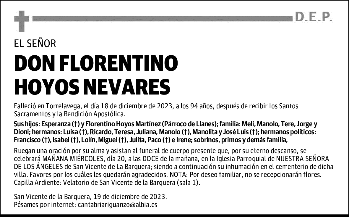 DON FLORENTINO HOYOS NEVARES