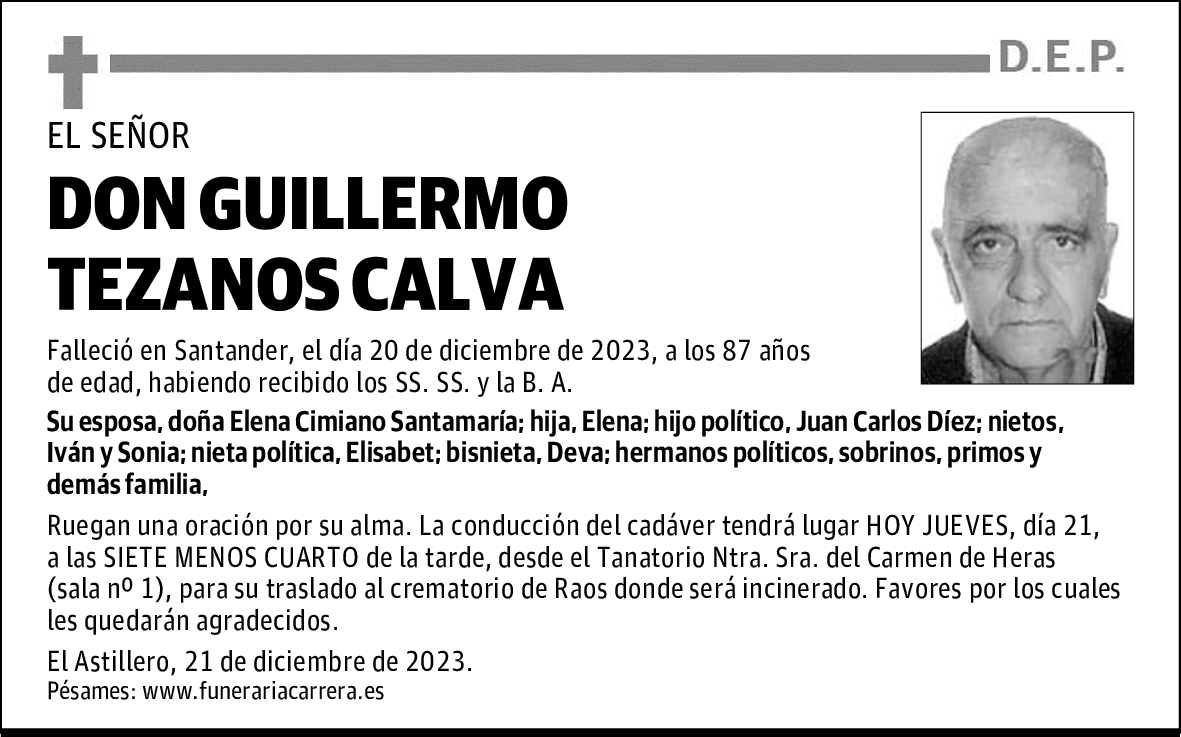 DON GUILLERMO TEZANOS CALVA