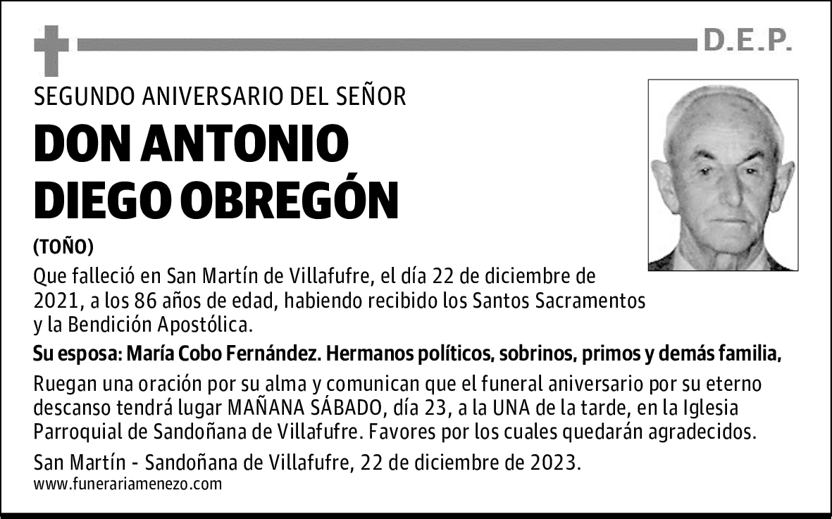 DON ANTONIO DIEGO OBREGÓN