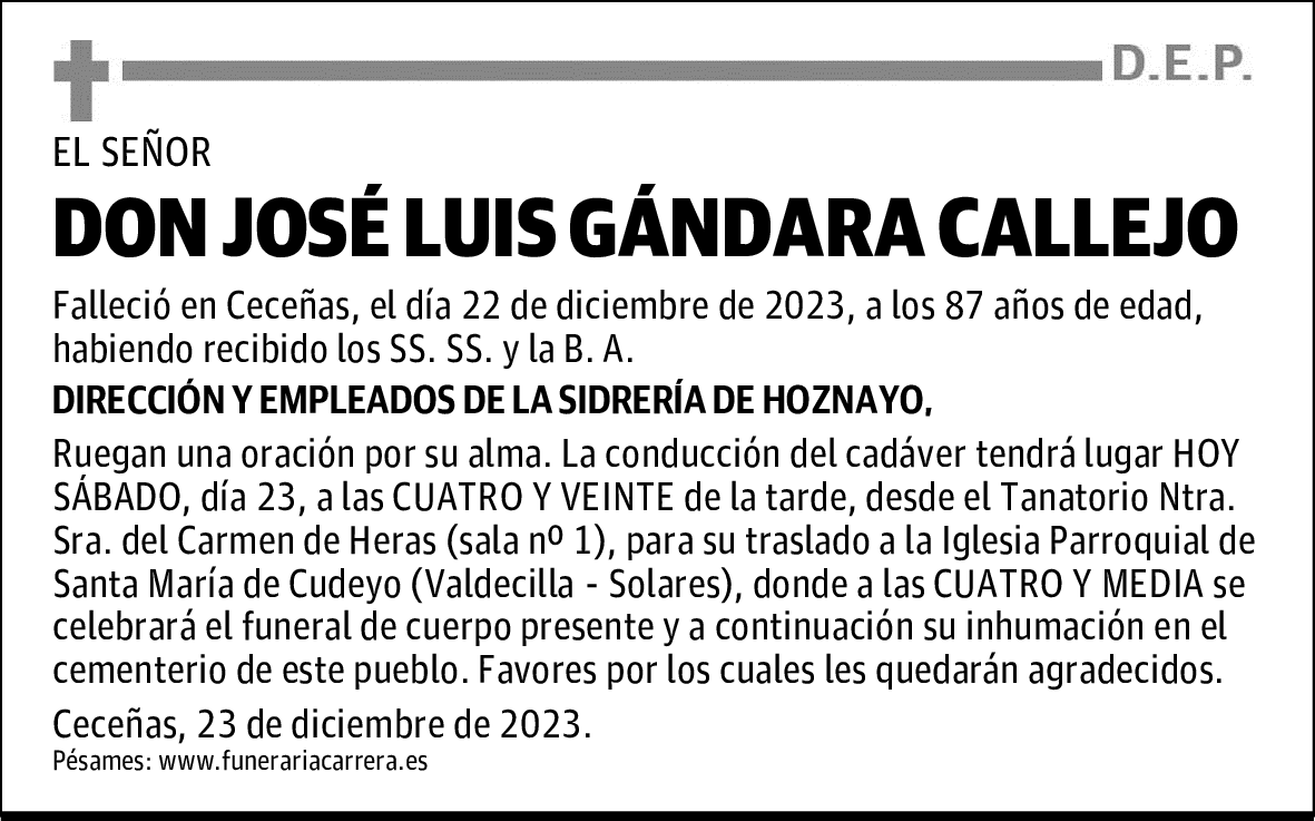 DON JOSÉ LUIS GÁNDARA CALLEJO