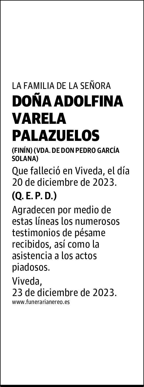 DOÑA ADOLFINA VARELA PALAZUELOS