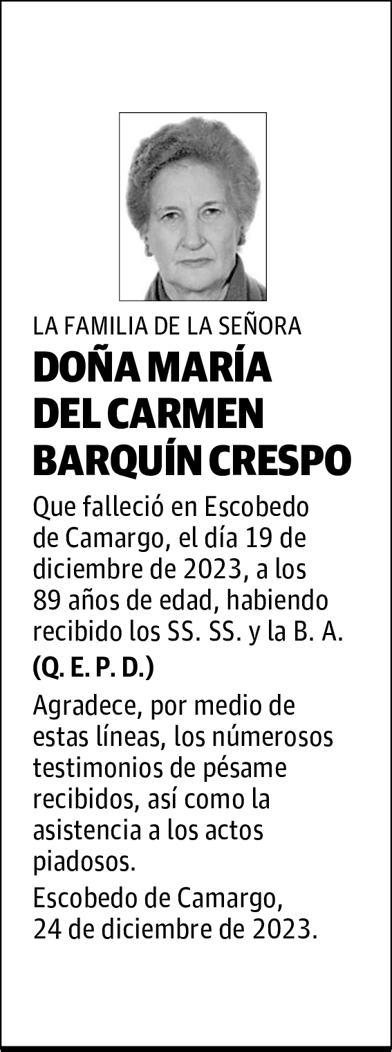 DOÑA MARÍA DEL CARMEN BARQUÍN CRESPO