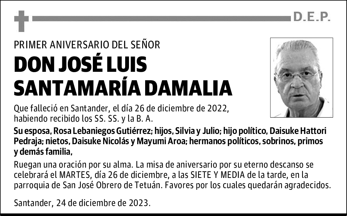 DON JOSÉ LUIS SANTAMARÍA DAMALIA