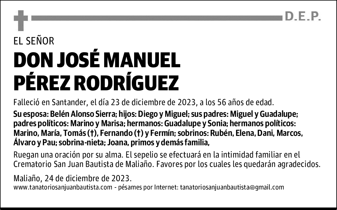 DON JOSÉ MANUEL PÉREZ RODRÍGUEZ