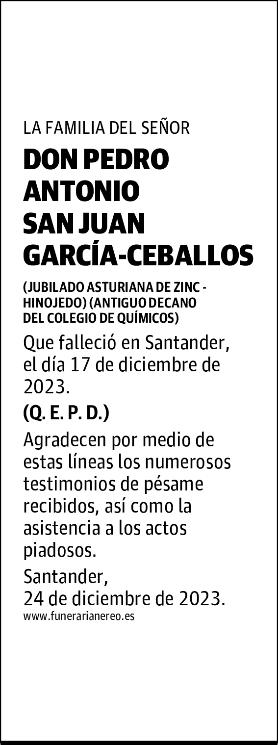 DON PEDRO ANTONIO SAN JUAN GARCÍA-CEBALLOS