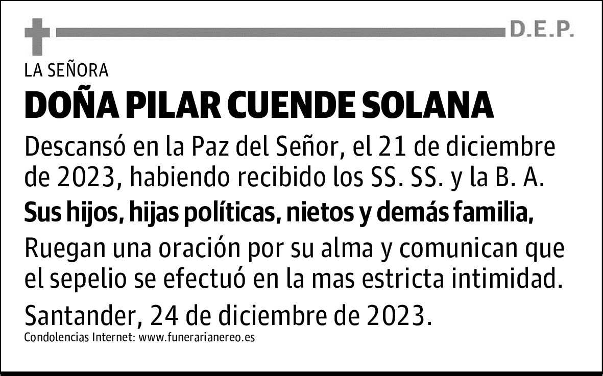 DOÑA PILAR CUENDE SOLANA