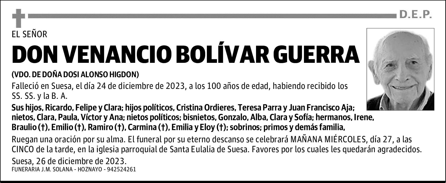 DON VENANCIO BOLÍVAR GUERRA