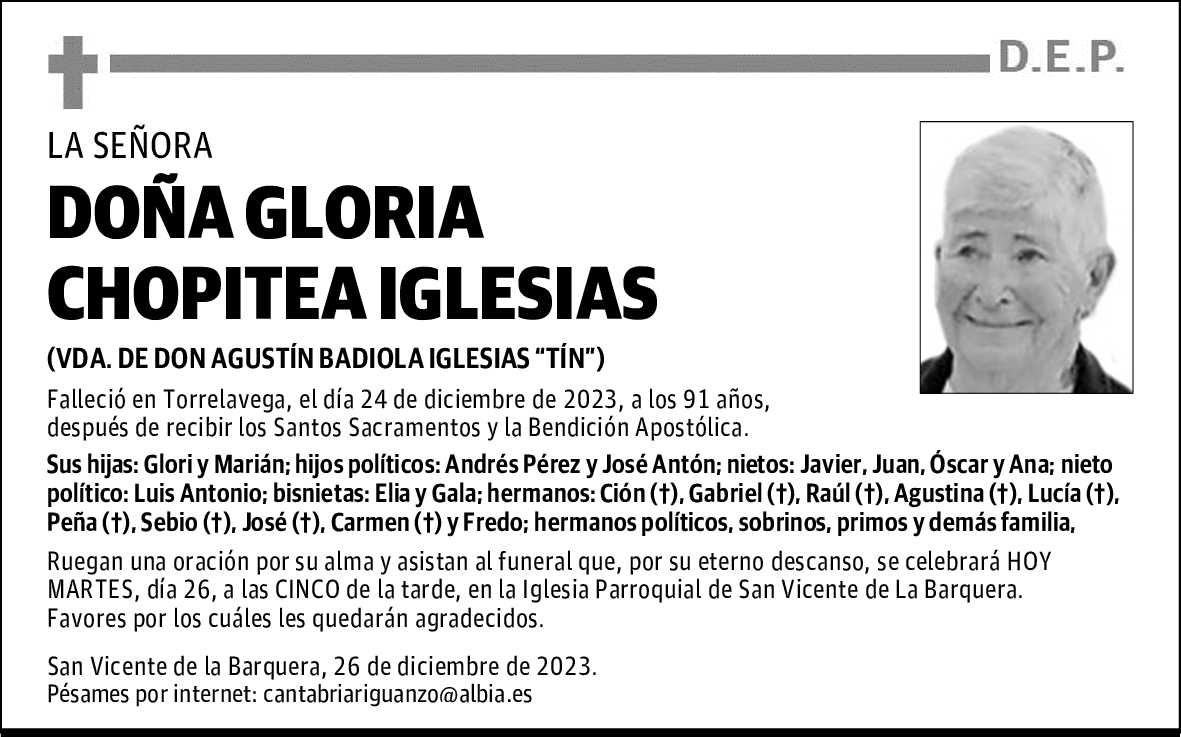 DOÑA GLORIA CHOPITEA IGLESIAS