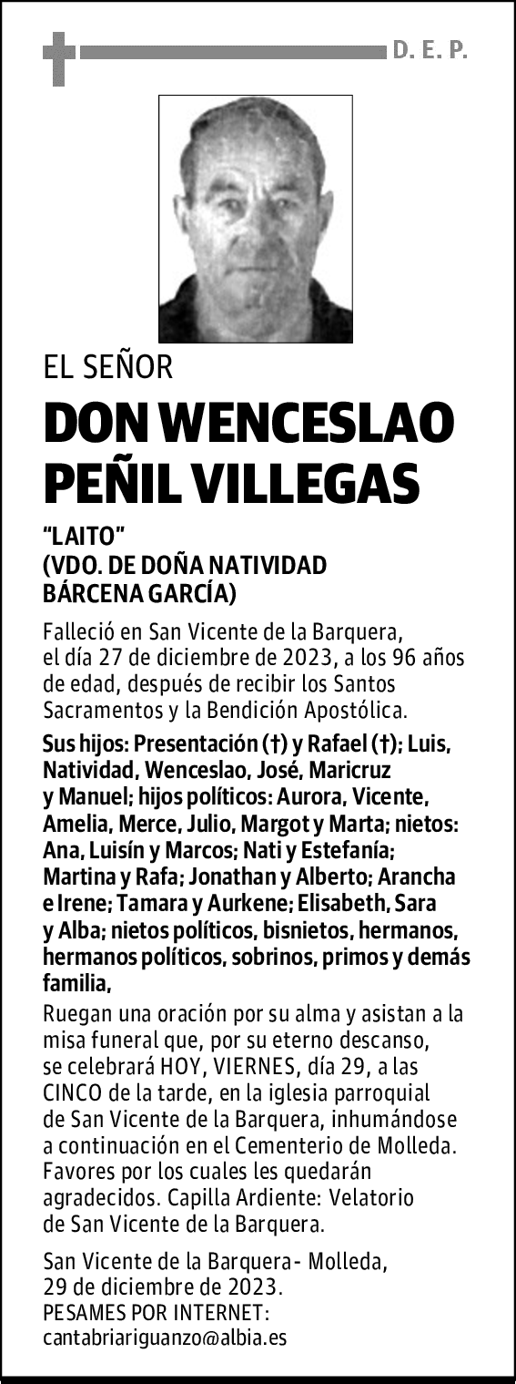 DON WENCESLAO PEÑIL VILLEGAS